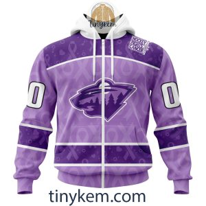 Minnesota Wild Purple Lavender Hockey Fight Cancer Personalized Hoodie2C Tshirt2B2 6f9vV