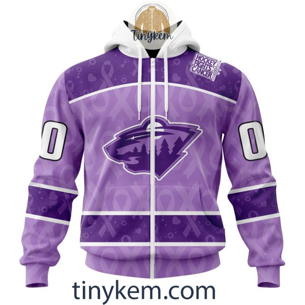 Minnesota Wild Purple Lavender Hockey Fight Cancer Personalized Hoodie, Tshirt