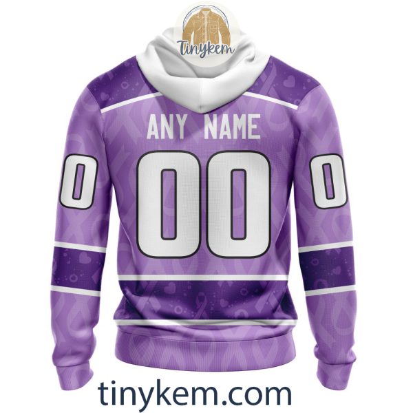 Minnesota Wild Purple Lavender Hockey Fight Cancer Personalized Hoodie, Tshirt