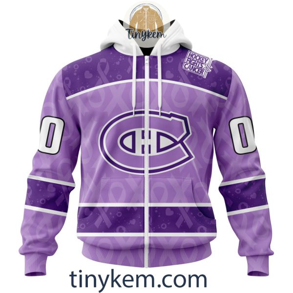 Montreal Canadiens Purple Lavender Hockey Fight Cancer Personalized Hoodie, Tshirt