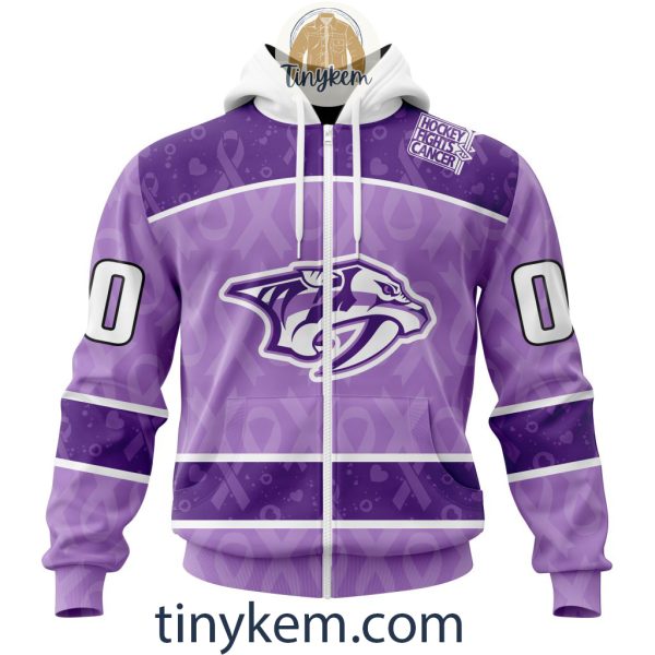 Nashville Predators Purple Lavender Hockey Fight Cancer Personalized Hoodie, Tshirt