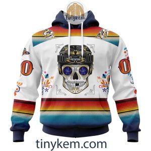 Nashville Predators With Dia De Los Muertos Design On Custom Hoodie, Tshirt