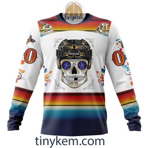 Nashville Predators With Dia De Los Muertos Design On Custom Hoodie Tshirt2B4 QNcht