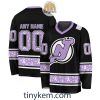 Nashville Predators Customized Hockey Fight Cancer Lavender V-neck Long Sleeves Jersey