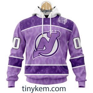 New Jersey Devils Purple Lavender Hockey Fight Cancer Personalized Hoodie, Tshirt