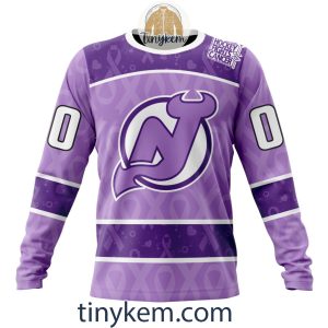 New Jersey Devils Purple Lavender Hockey Fight Cancer Personalized Hoodie2C Tshirt2B4 f8zZJ
