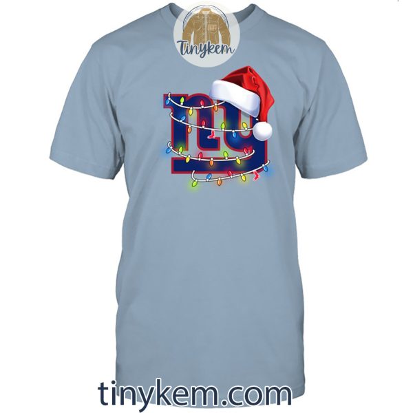 New York Giants With Santa Hat And Christmas Light Shirt