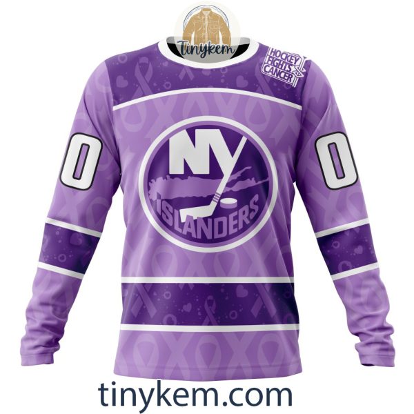 New York Islanders Purple Lavender Hockey Fight Cancer Personalized Hoodie, Tshirt