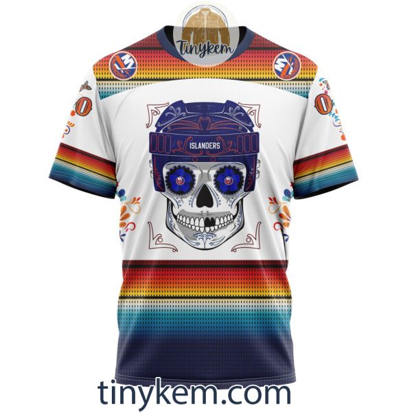 New York Islanders With Dia De Los Muertos Design On Custom Hoodie, Tshirt