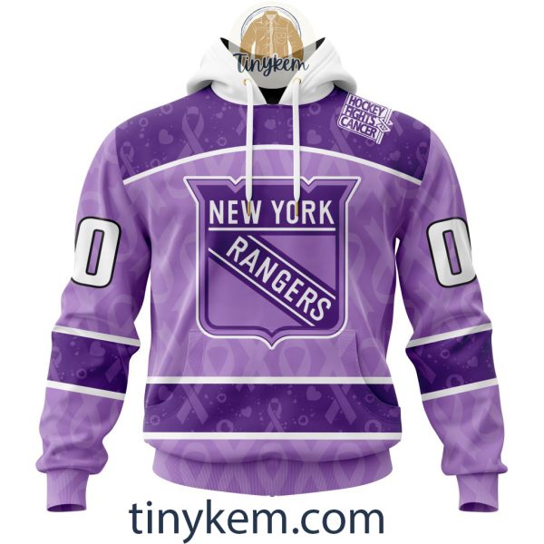 New York Rangers Purple Lavender Hockey Fight Cancer Personalized Hoodie, Tshirt