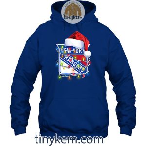 New York Rangers With Santa Hat And Christmas Light Shirt