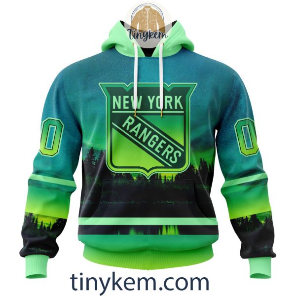 New York Rangers With Special Northern Light Design 3D Hoodie, Tshirt