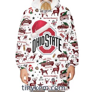 Ohio State Buckeyes football Christmas Pattern Fleece Blanket Hoodie2B2 56jXz