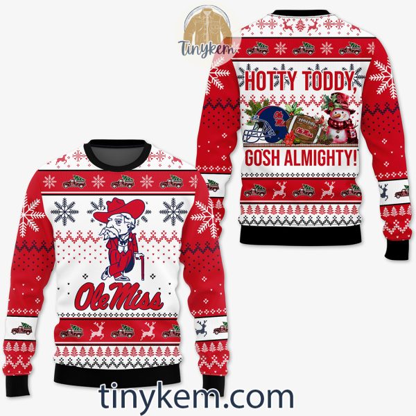 Ole Miss Rebels Ugly Christmas Sweater: Hotty Toddy, Gosh Almighty!