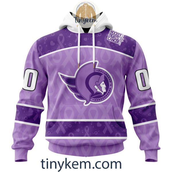 Ottawa Senators Purple Lavender Hockey Fight Cancer Personalized Hoodie, Tshirt