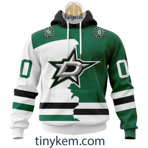 Dallas Stars Customized Hoodie, Tshirt With White Winter Hunting Camo Design