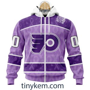 Philadelphia Flyers Purple Lavender Hockey Fight Cancer Personalized Hoodie, Tshirt