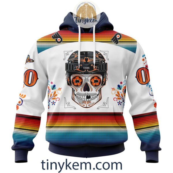 Philadelphia Flyers With Dia De Los Muertos Design On Custom Hoodie, Tshirt