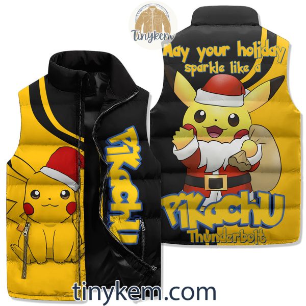 Pikachu Christmas Puffer Sleeveless Jacket