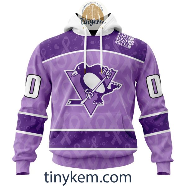 Pittsburgh Penguins Purple Lavender Hockey Fight Cancer Personalized Hoodie, Tshirt