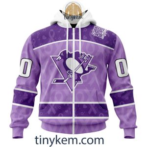 Pittsburgh Penguins Purple Lavender Hockey Fight Cancer Personalized Hoodie2C Tshirt2B2 6WyMM