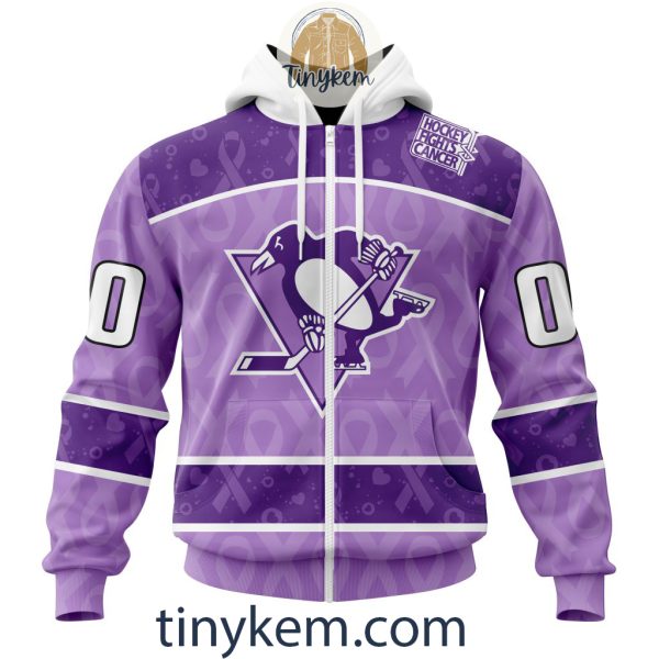 Pittsburgh Penguins Purple Lavender Hockey Fight Cancer Personalized Hoodie, Tshirt