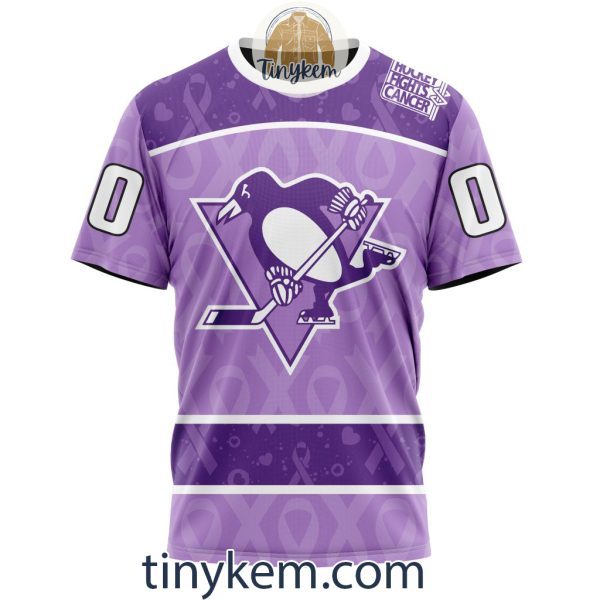 Pittsburgh Penguins Purple Lavender Hockey Fight Cancer Personalized Hoodie, Tshirt