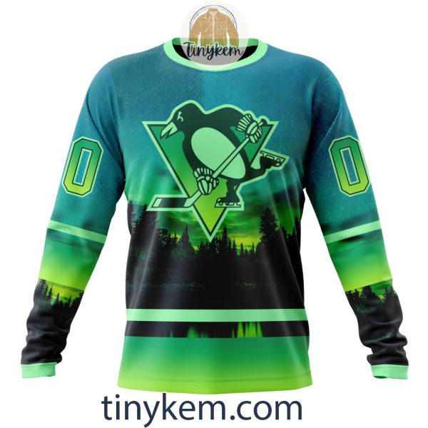 Pittsburgh Penguins With Special Northern Light Design 3D Hoodie, Tshirt