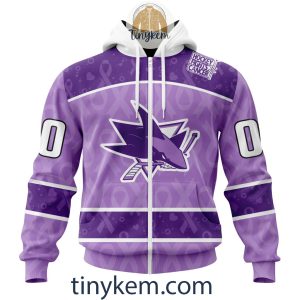 San Jose Sharks Purple Lavender Hockey Fight Cancer Personalized Hoodie2C Tshirt2B2 bGw8A