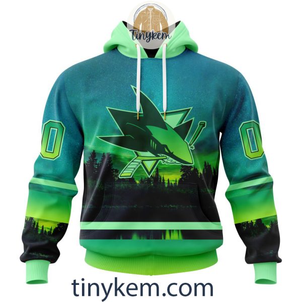 San Jose Sharks With Special Northern Light Design 3D Hoodie, Tshirt