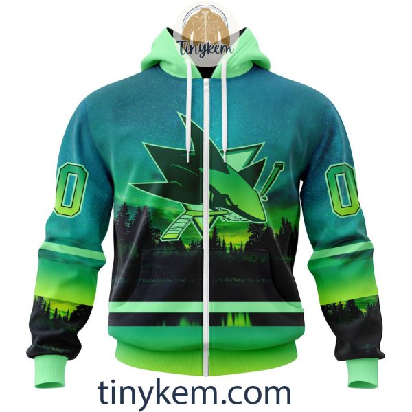 San Jose Sharks With Special Northern Light Design 3D Hoodie, Tshirt