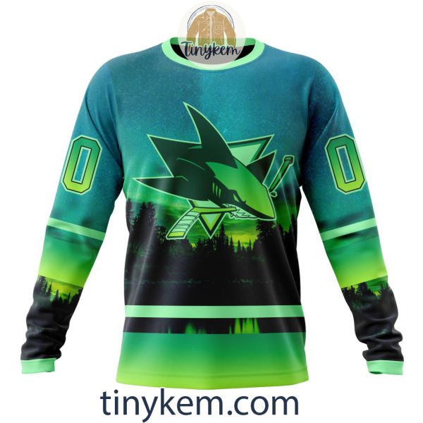 San Jose Sharks With Special Northern Light Design 3D Hoodie, Tshirt