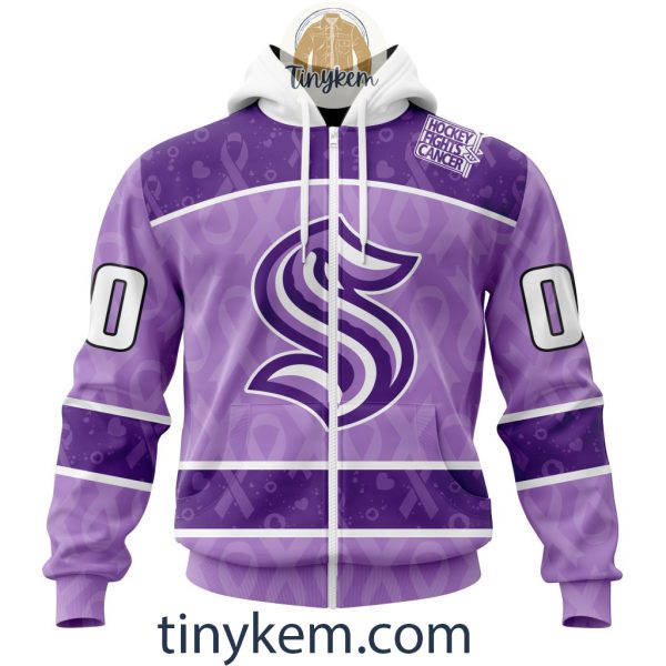 Seattle Kraken Purple Lavender Hockey Fight Cancer Personalized Hoodie, Tshirt