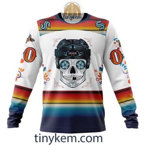 Seattle Kraken With Dia De Los Muertos Design On Custom Hoodie Tshirt2B4 087Gf