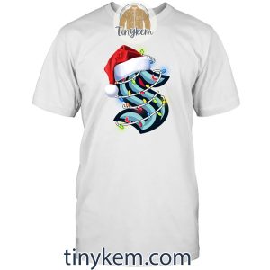 Seattle Kraken With Santa Hat And Christmas Light Shirt