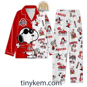 Snoopy And Ohio State Buckeyes football Pajamas Set