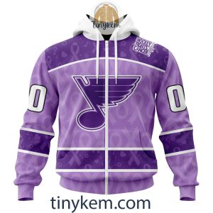 St. Louis Blues Purple Lavender Hockey Fight Cancer Personalized Hoodie, Tshirt