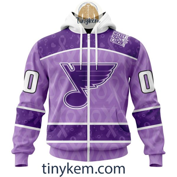 St. Louis Blues Purple Lavender Hockey Fight Cancer Personalized Hoodie, Tshirt