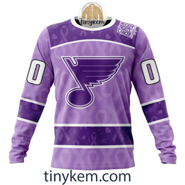 St. Louis Blues Purple Lavender Hockey Fight Cancer Personalized Hoodie, Tshirt