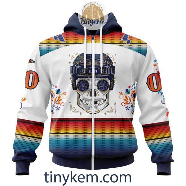 St. Louis Blues With Dia De Los Muertos Design On Custom Hoodie, Tshirt