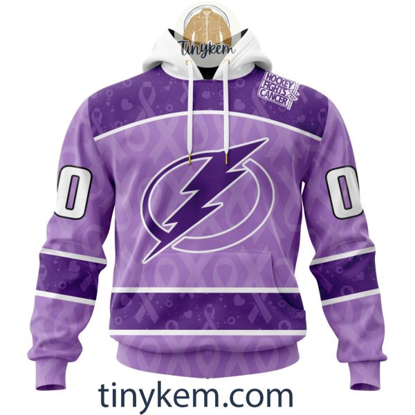 Tampa Bay Lightning Purple Lavender Hockey Fight Cancer Personalized Hoodie, Tshirt