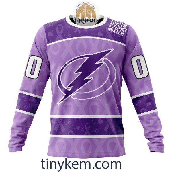 Tampa Bay Lightning Purple Lavender Hockey Fight Cancer Personalized Hoodie, Tshirt