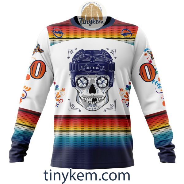 Tampa Bay Lightning With Dia De Los Muertos Design On Custom Hoodie, Tshirt