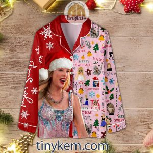 Taylor Swift Wearing Santa Hat Christmas Pajamas Set