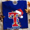 Texas Rangers With Santa Hat And Christmas Light Shirt