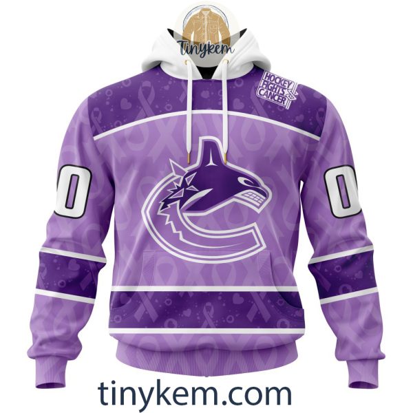 Vancouver Canucks Purple Lavender Hockey Fight Cancer Personalized Hoodie, Tshirt