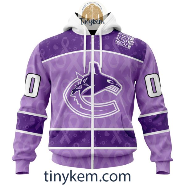 Vancouver Canucks Purple Lavender Hockey Fight Cancer Personalized Hoodie, Tshirt