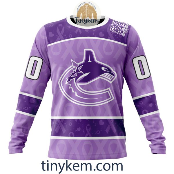 Vancouver Canucks Purple Lavender Hockey Fight Cancer Personalized Hoodie, Tshirt