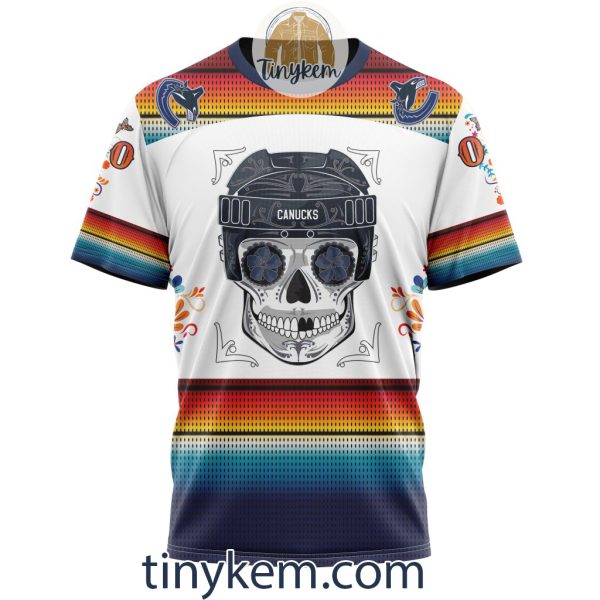 Vancouver Canucks With Dia De Los Muertos Design On Custom Hoodie, Tshirt