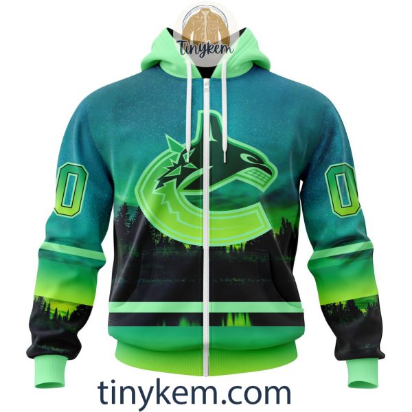 Vancouver Canucks With Special Northern Light Design 3D Hoodie, Tshirt